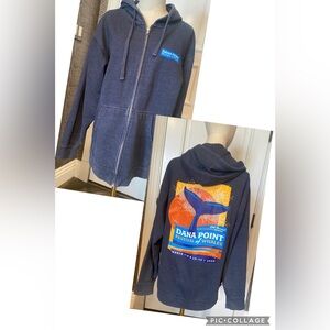 Dana Point Festival of Whales Graphic Sweatshirt - Blue & Orange Whale Design